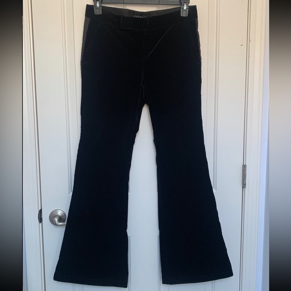 Theory Tara Be velvet beaded embellished black y2k flare pants size 10 - Picture 2 of 13
